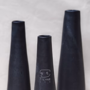 Alternative view of Trio Floreros Silueta Negro Mate